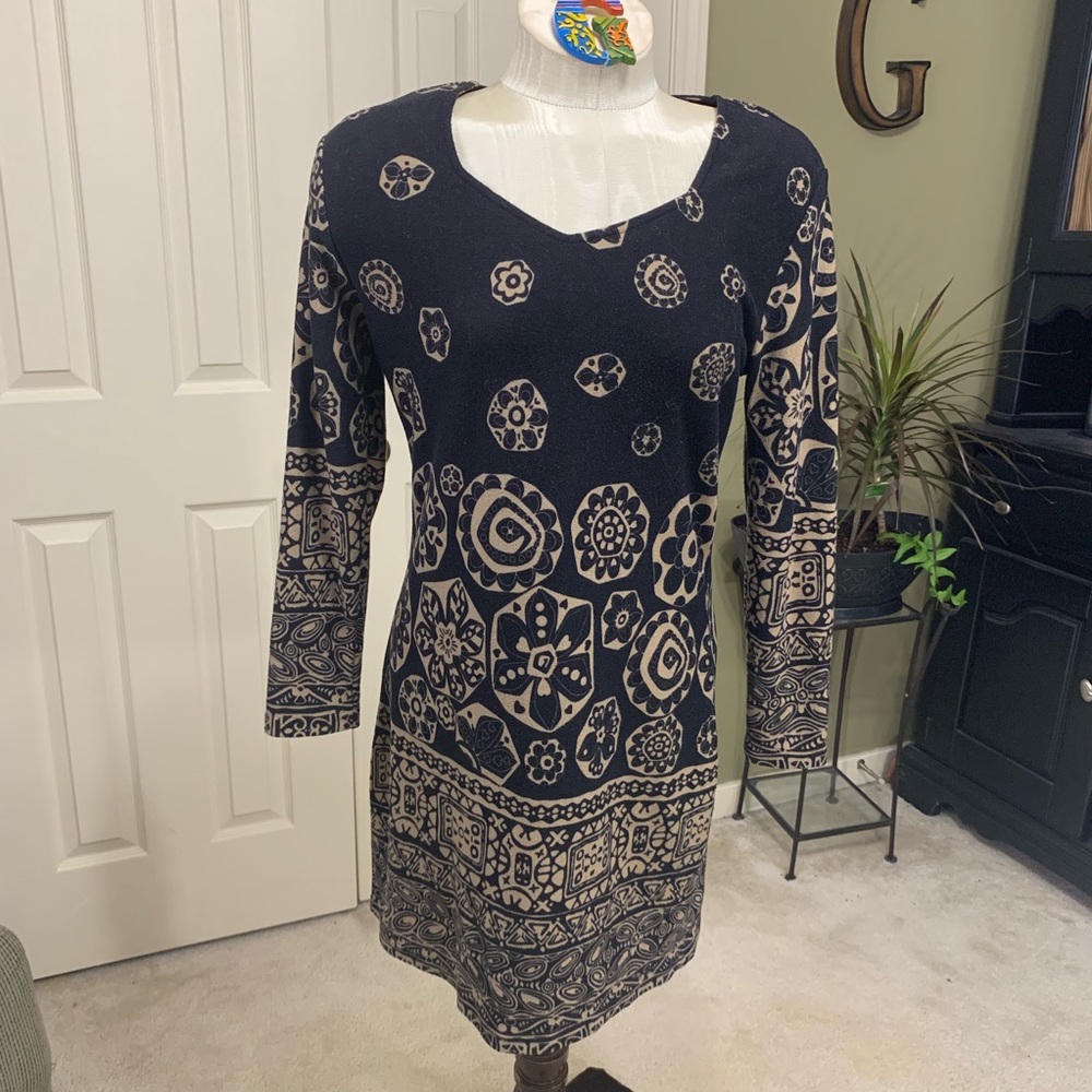 Highness Black/Tan Knit Dress Size S/M